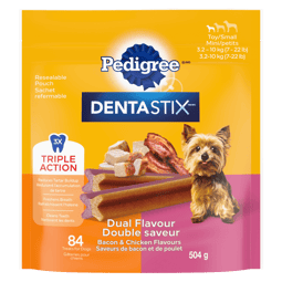 PEDIGREE® DENTASTIX™ Oral Care Dual Flavour Bacon & Chicken Flavours Toy & Small Dog Treats image