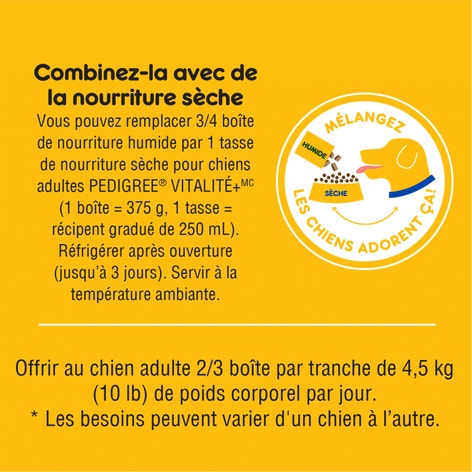 NOURRITURE HUMIDE POUR CHIENS ADULTES PEDIGREE(MD) TENEUR ÉLEVÉE EN PROTÉINES SAVEUR DE BŒUF ET D’AGNEAU EN SAUCE image 1