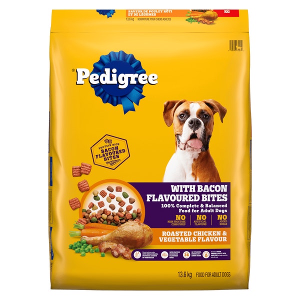 PEDIGREE® WITH BACON FLAVOURED BITES ROASTED CHICKEN & VEGETABLE FLAVOUR ADULT DRY DOG FOOD image 1