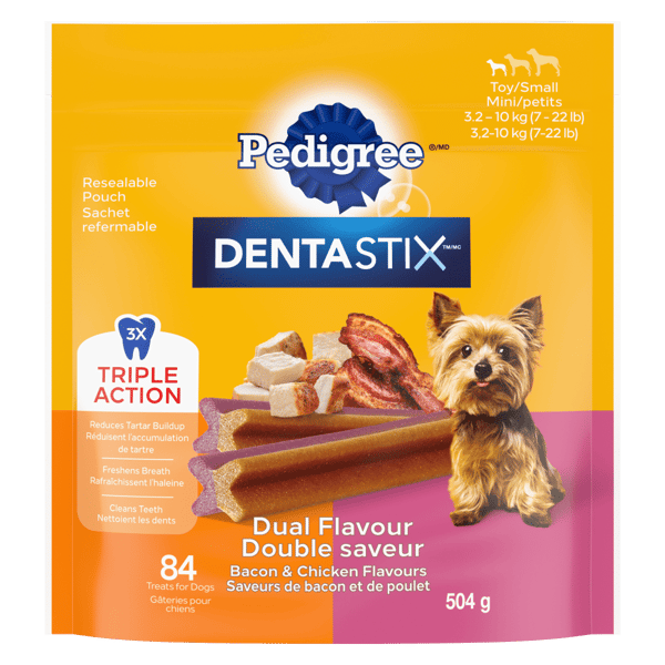 PEDIGREE® DENTASTIX™ Oral Care Dual Flavour Bacon & Chicken Flavours Toy & Small Dog Treats image 1