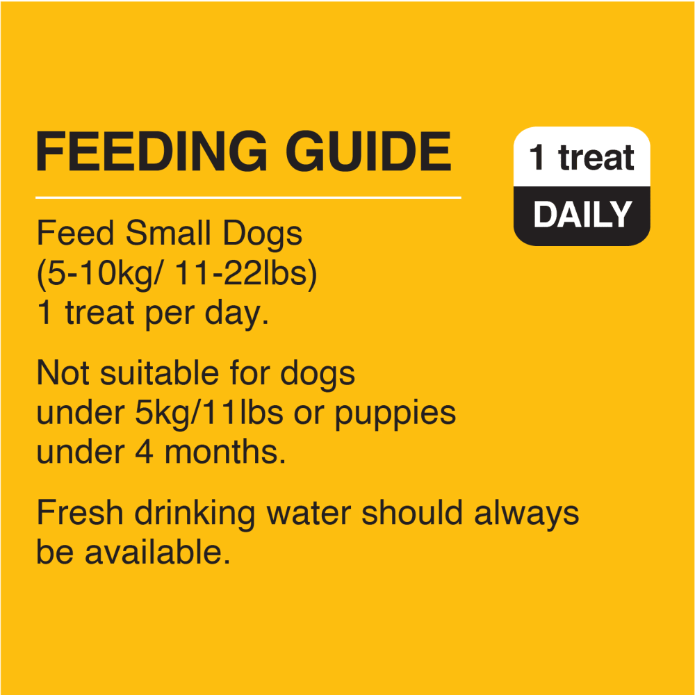 PEDIGREE® DENTASTIX™ ORAL CARE BEEF FLAVOUR SMALL DOG TREATS feeding guidelines image