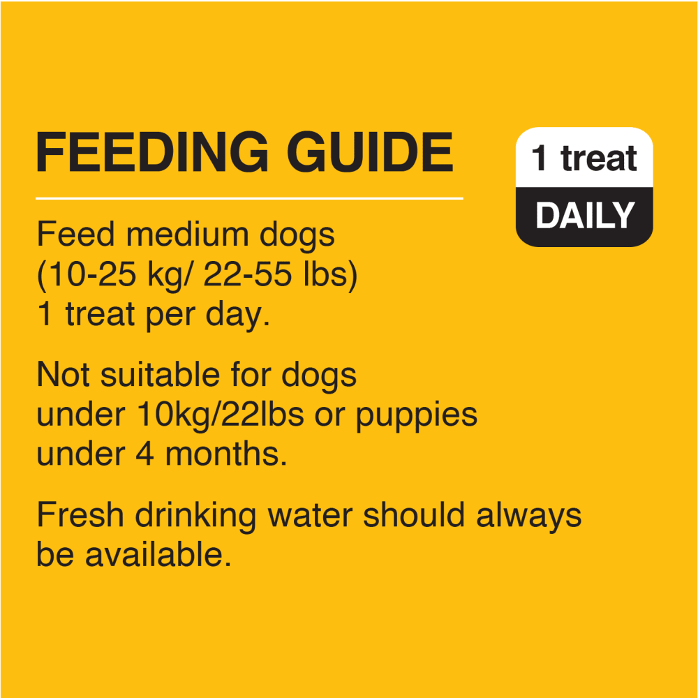 PEDIGREE® DENTASTIX™ ORAL CARE ORIGINAL FLAVOUR MEDIUM DOG TREATS feeding guidelines image