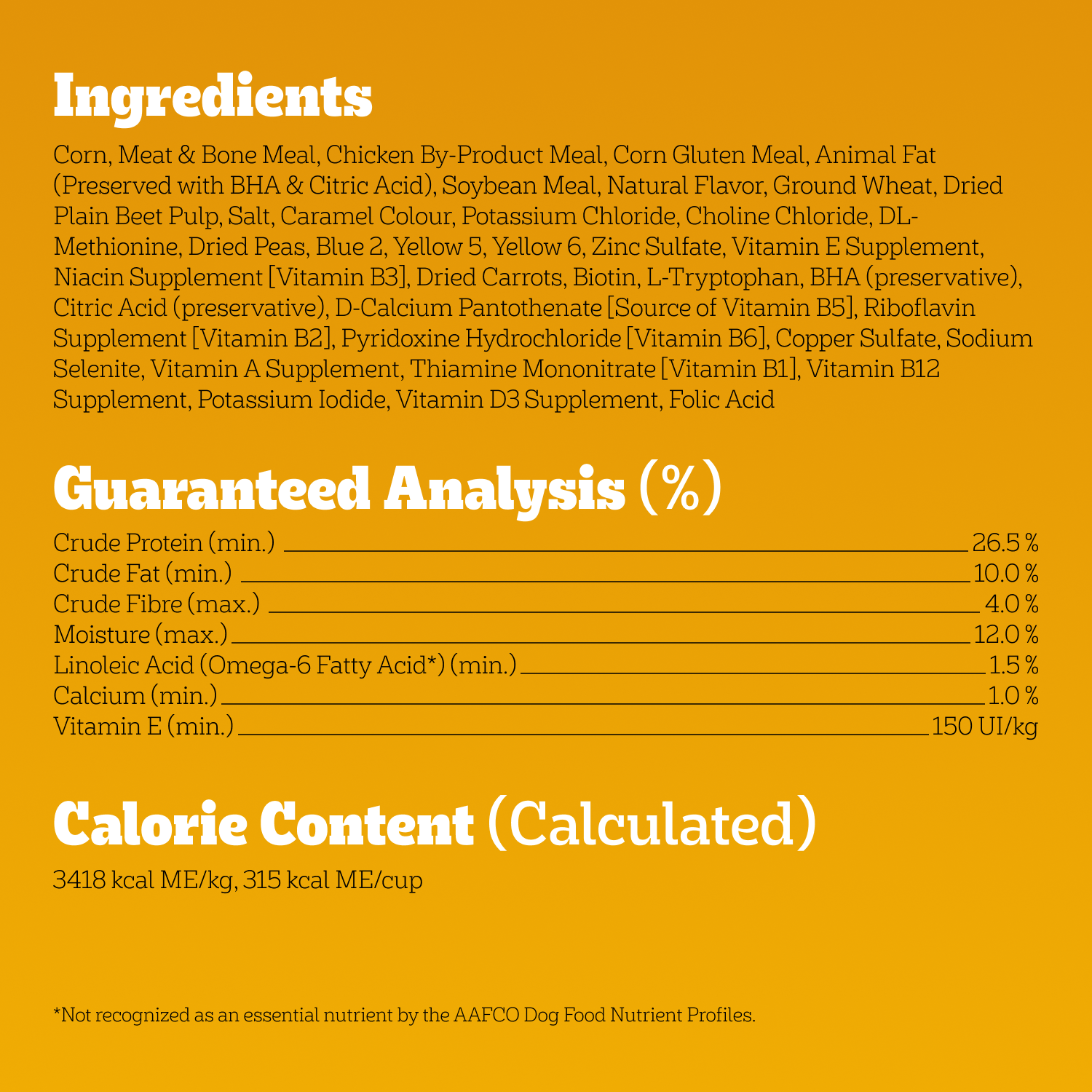 PEDIGREE® HIGH PROTEIN CHICKEN & VEGETABLE DRY DOG FOOD guaranteed analysis image