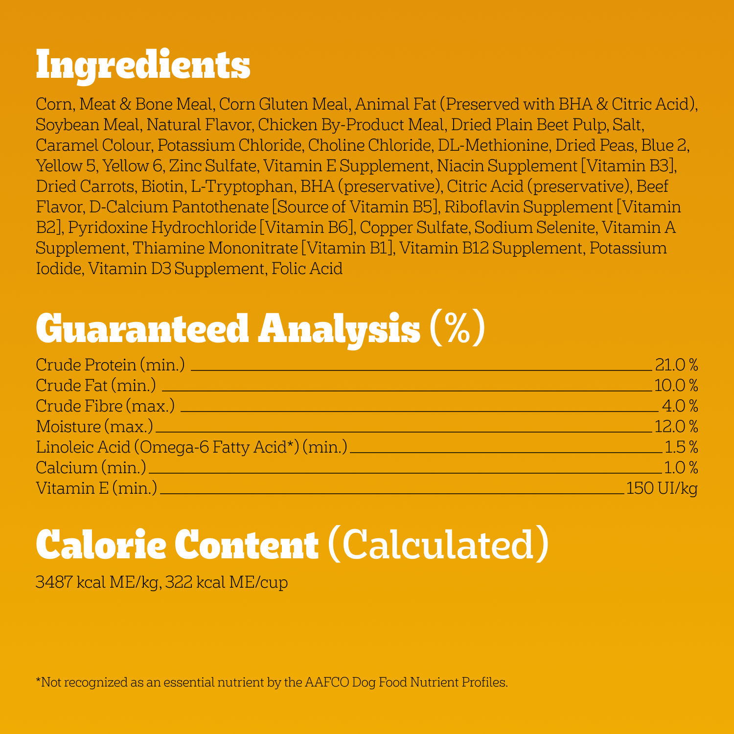 PEDIGREE® VITALITY+ HEARTY BEEF & VEGETABLE FLAVOUR DRY DOG FOOD guaranteed analysis image