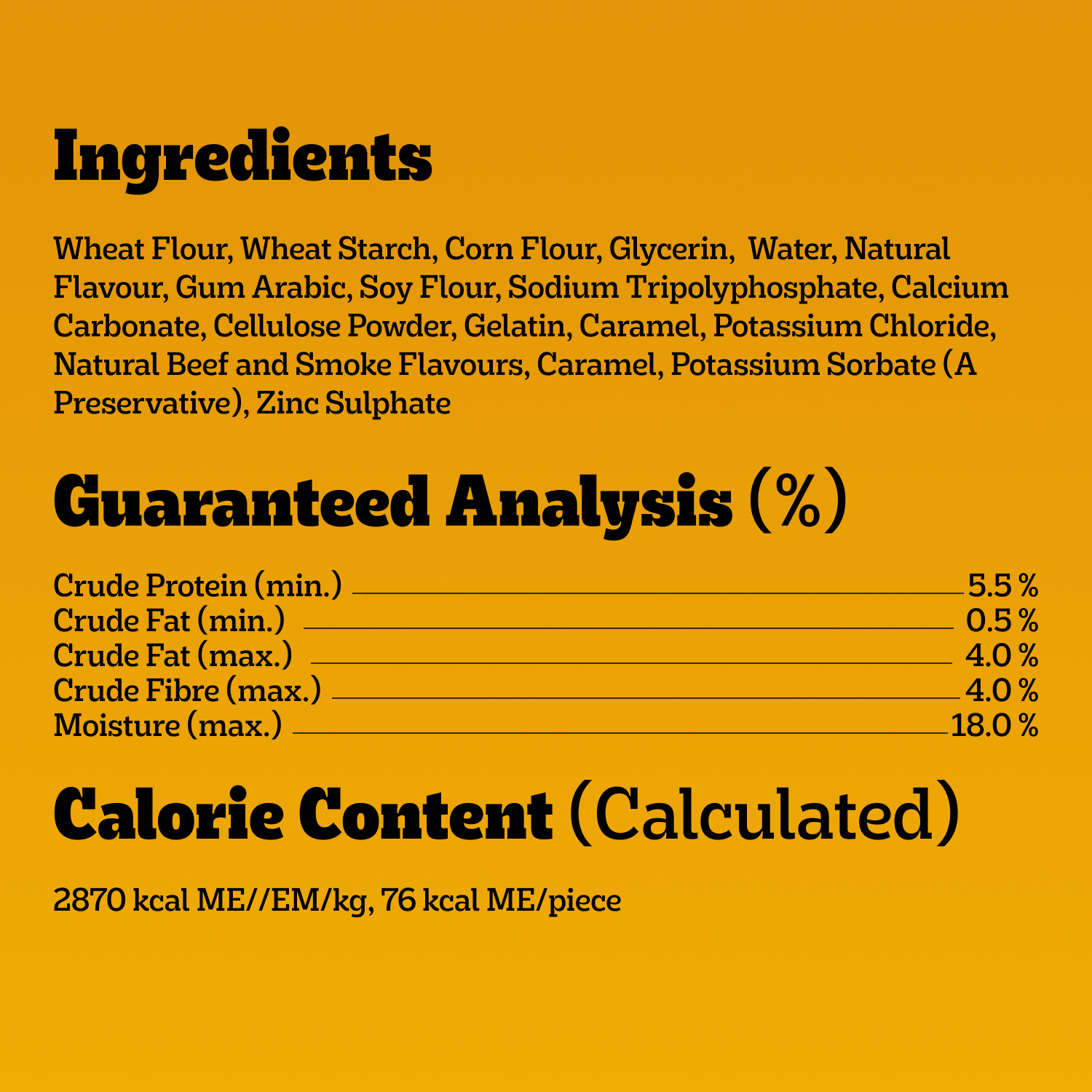PEDIGREE® DENTASTIX™ ORAL CARE BEEF FLAVOUR MEDIUM DOG TREATS guaranteed analysis image