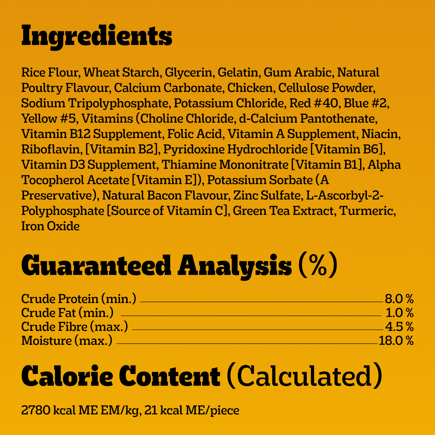 PEDIGREE® DENTASTIX™ Oral Care Dual Flavour Bacon & Chicken Flavours Toy & Small Dog Treats guaranteed analysis image