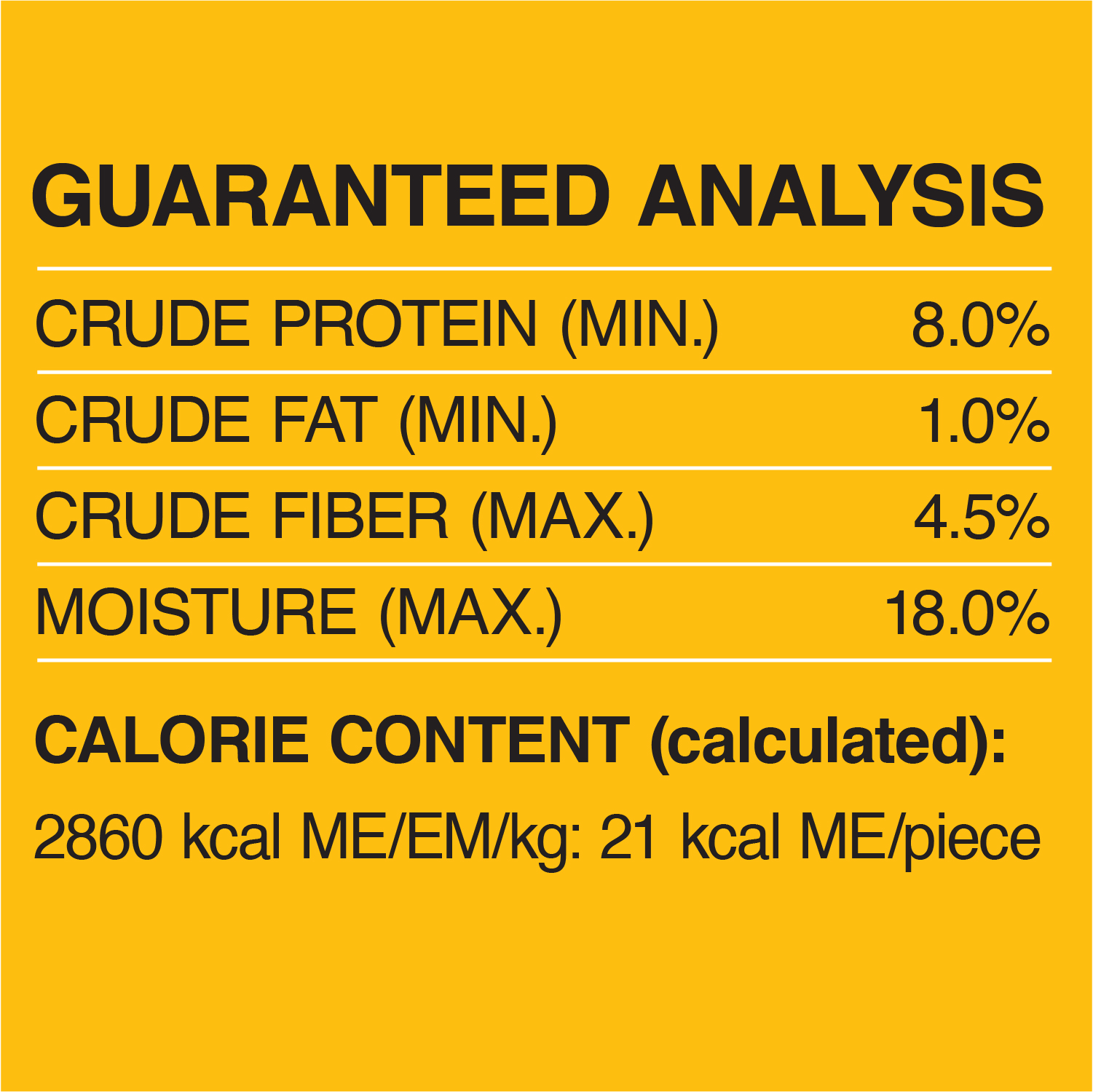 PEDIGREE® DENTASTIX™ ORAL CARE ORIGINAL FLAVOUR MINI DOG TREATS guaranteed analysis image