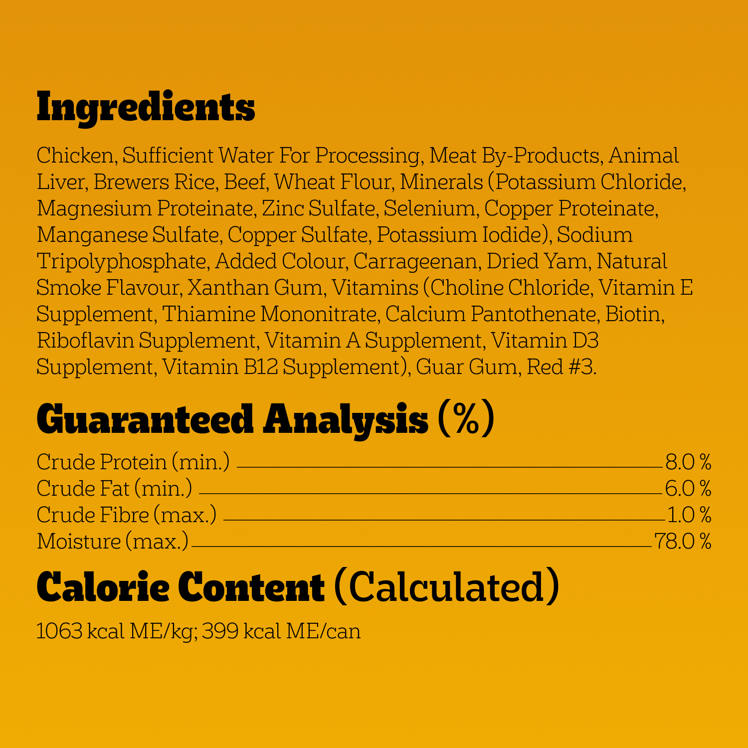 PEDIGREE® CHOPPED BEEF WET DOG FOOD guaranteed analysis image