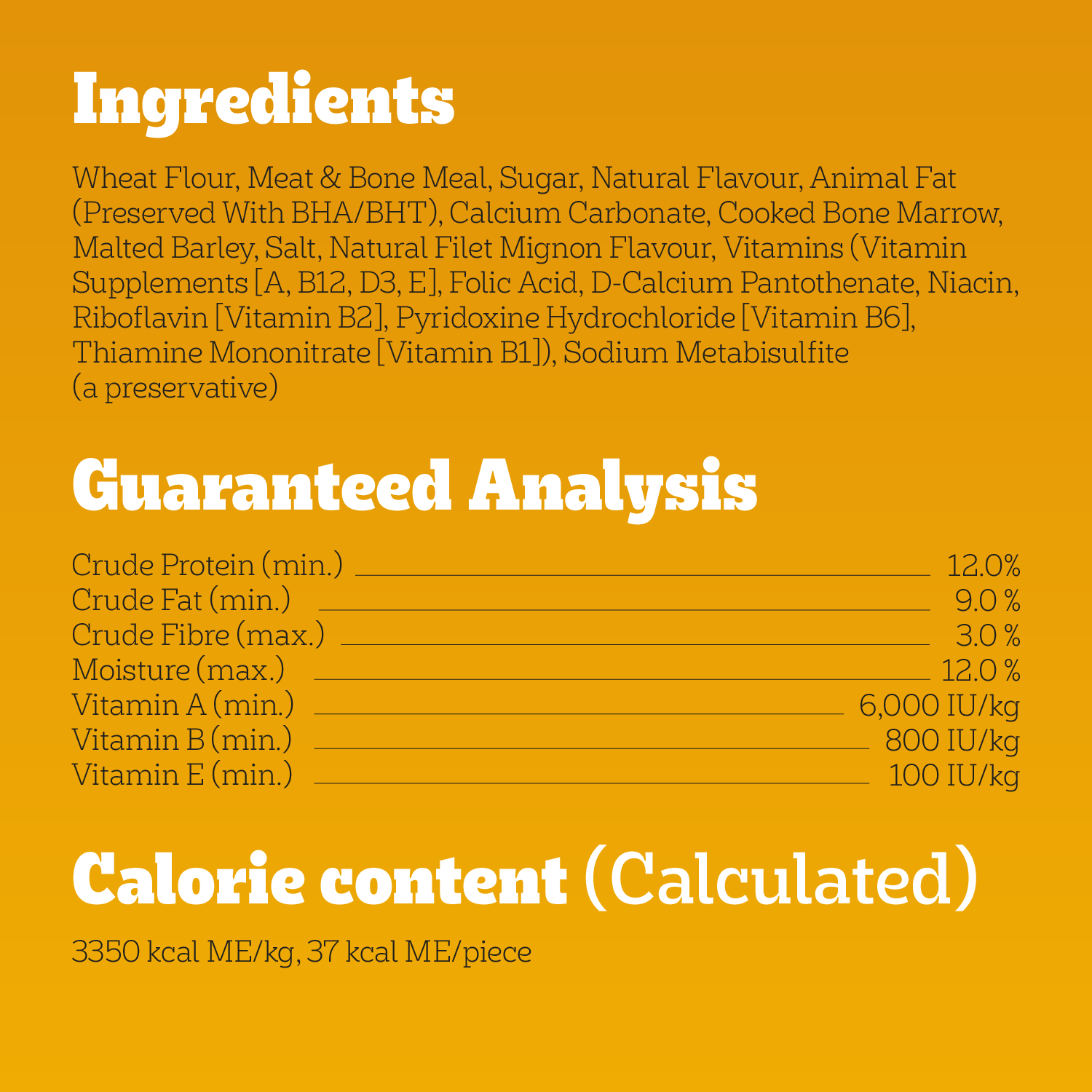 PEDIGREE® MARROBONE® BEEF FLAVOUR DOG TREATS guaranteed analysis image