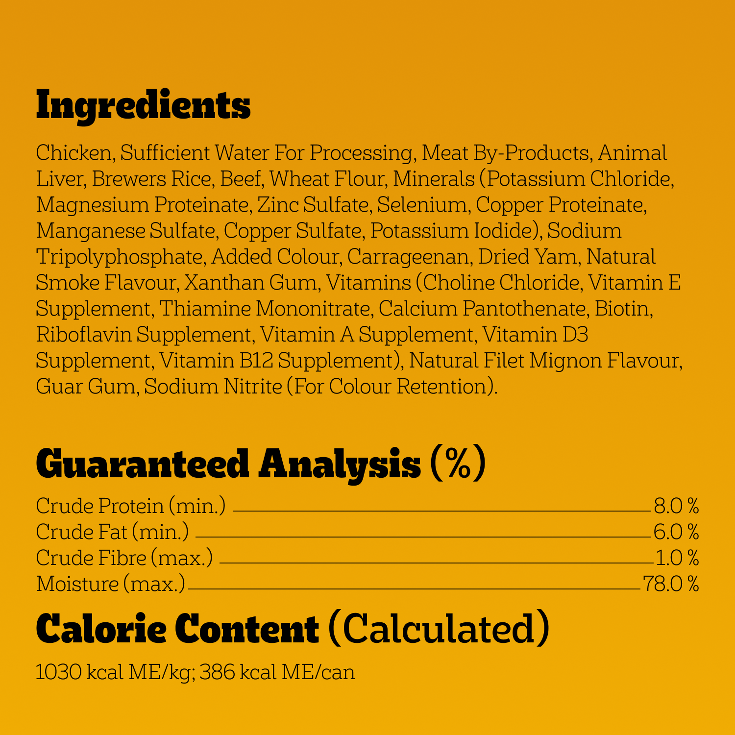 PEDIGREE® CHOPPED FILET MIGNON FLAVOUR WET DOG FOOD guaranteed analysis image