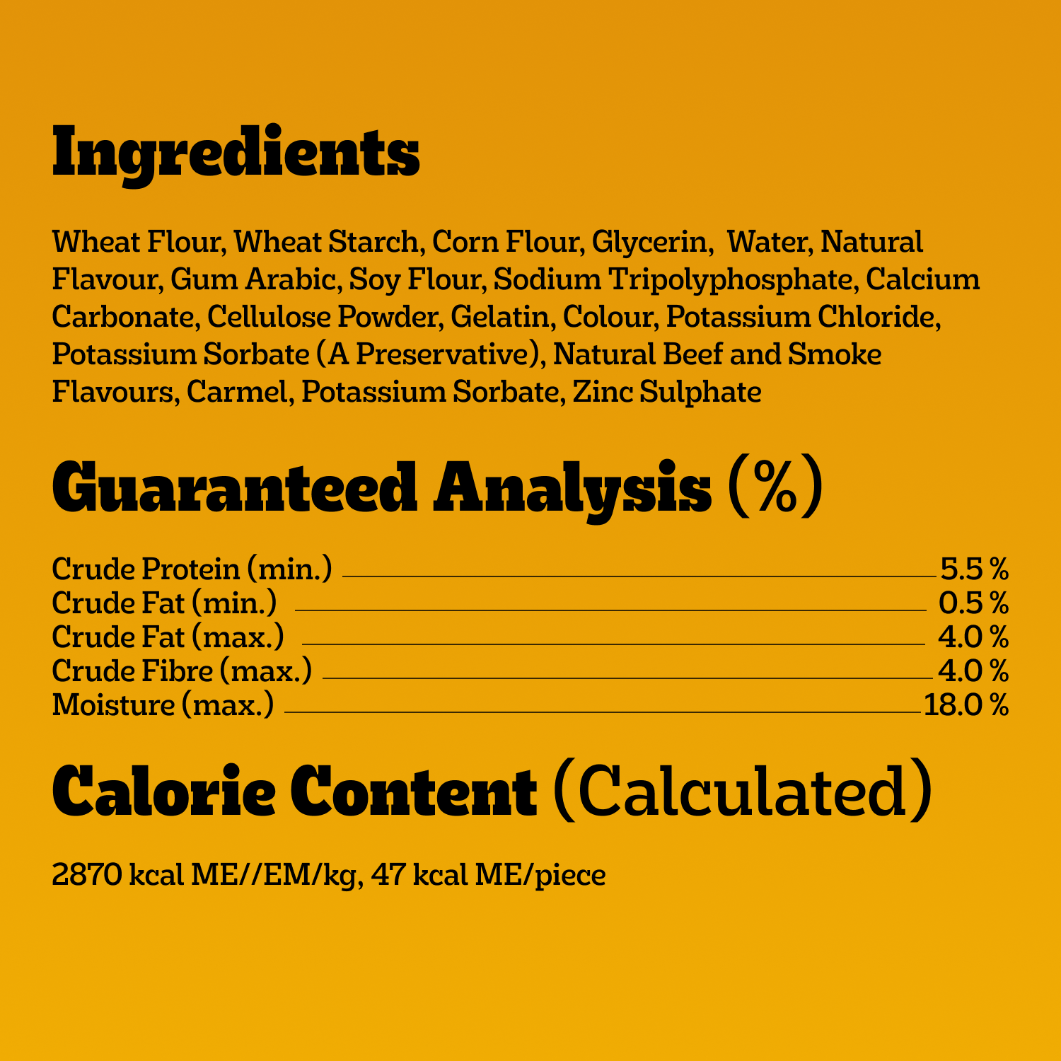 PEDIGREE® DENTASTIX™ ORAL CARE BEEF FLAVOUR SMALL DOG TREATS guaranteed analysis image