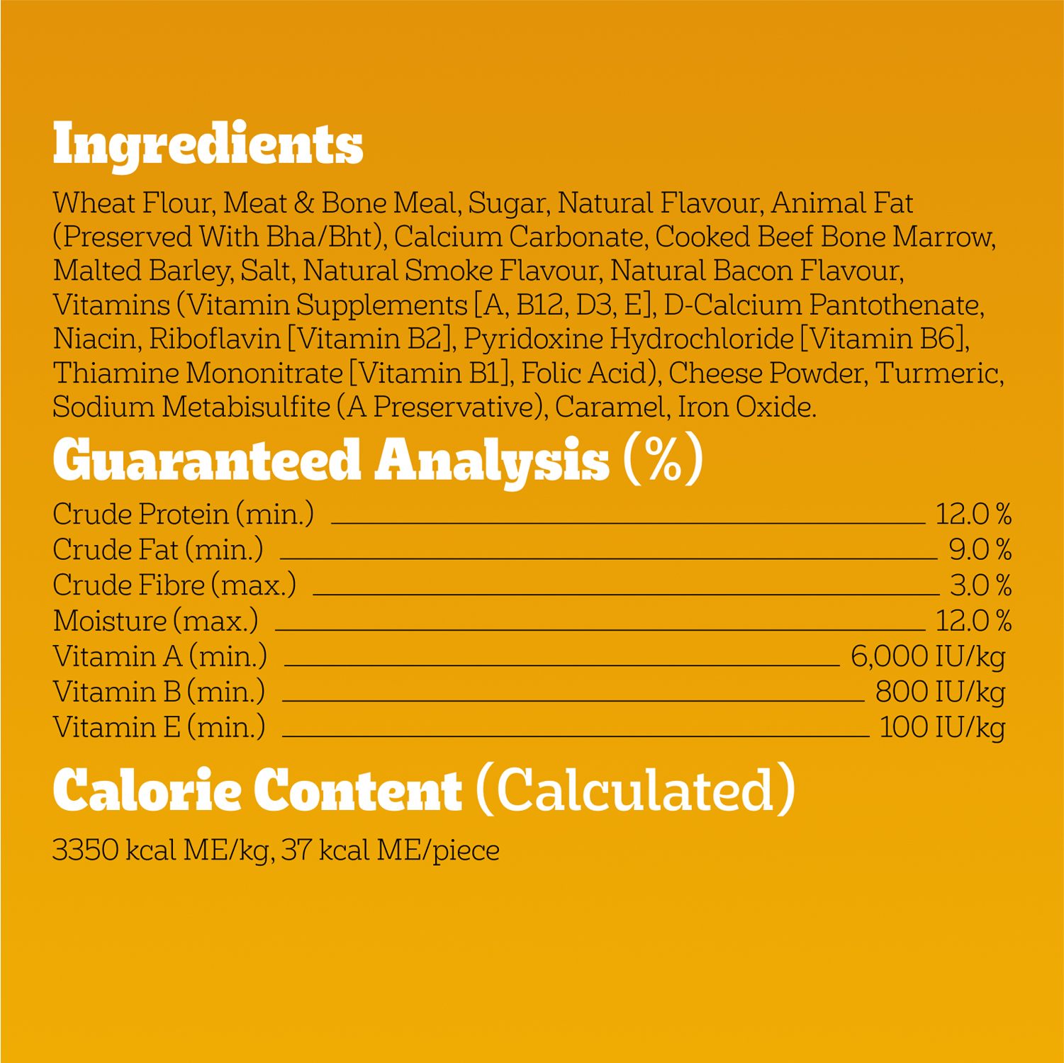 PEDIGREE® MARROBONE® BACON & CHEESE FLAVOUR DOG TREATS guaranteed analysis image