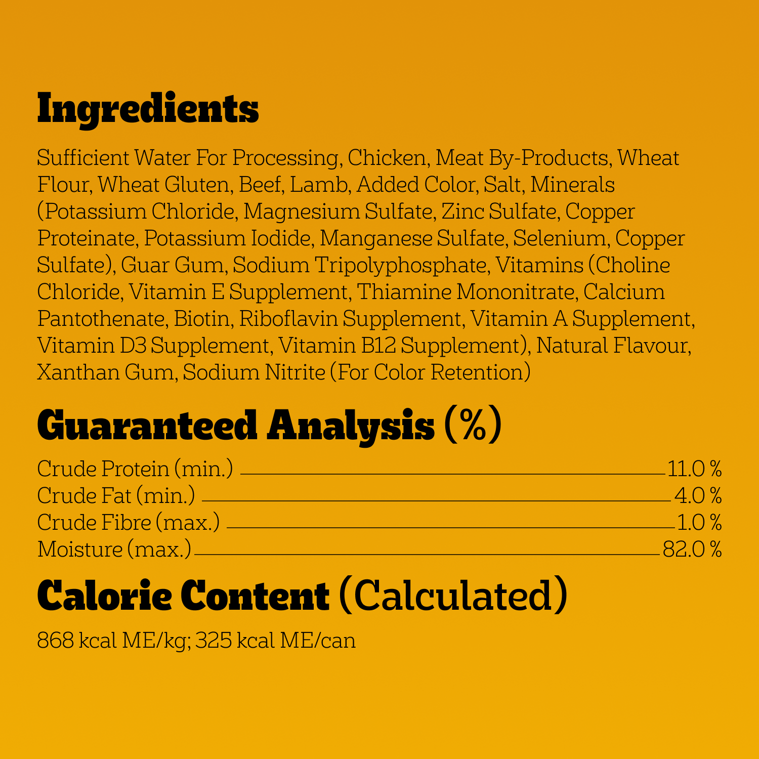 PEDIGREE® HIGH PROTEIN BEEF & LAMB FLAVOUR IN GRAVY WET DOG FOOD guaranteed analysis image