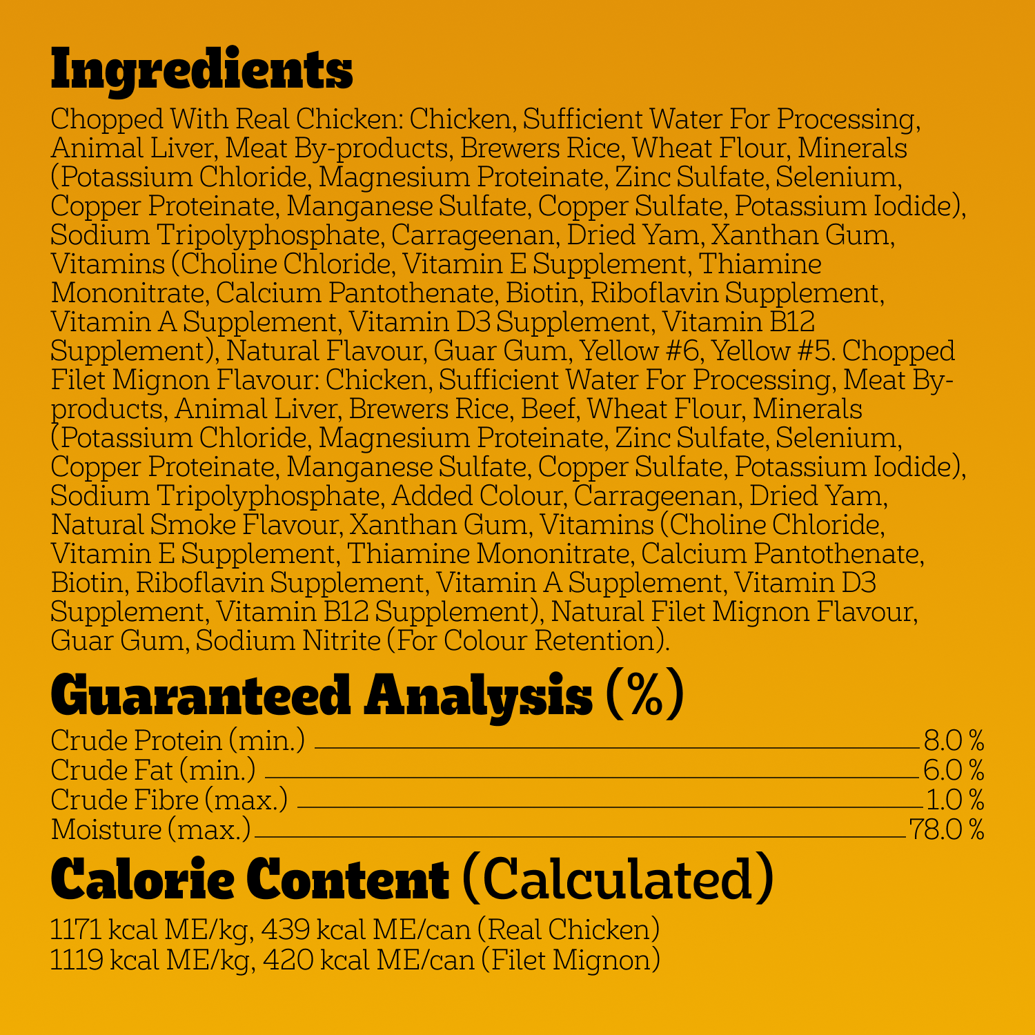 PEDIGREE® CHOPPED CHICKEN & FILET MIGNON VARIETY PACK WET DOG FOOD guaranteed analysis image