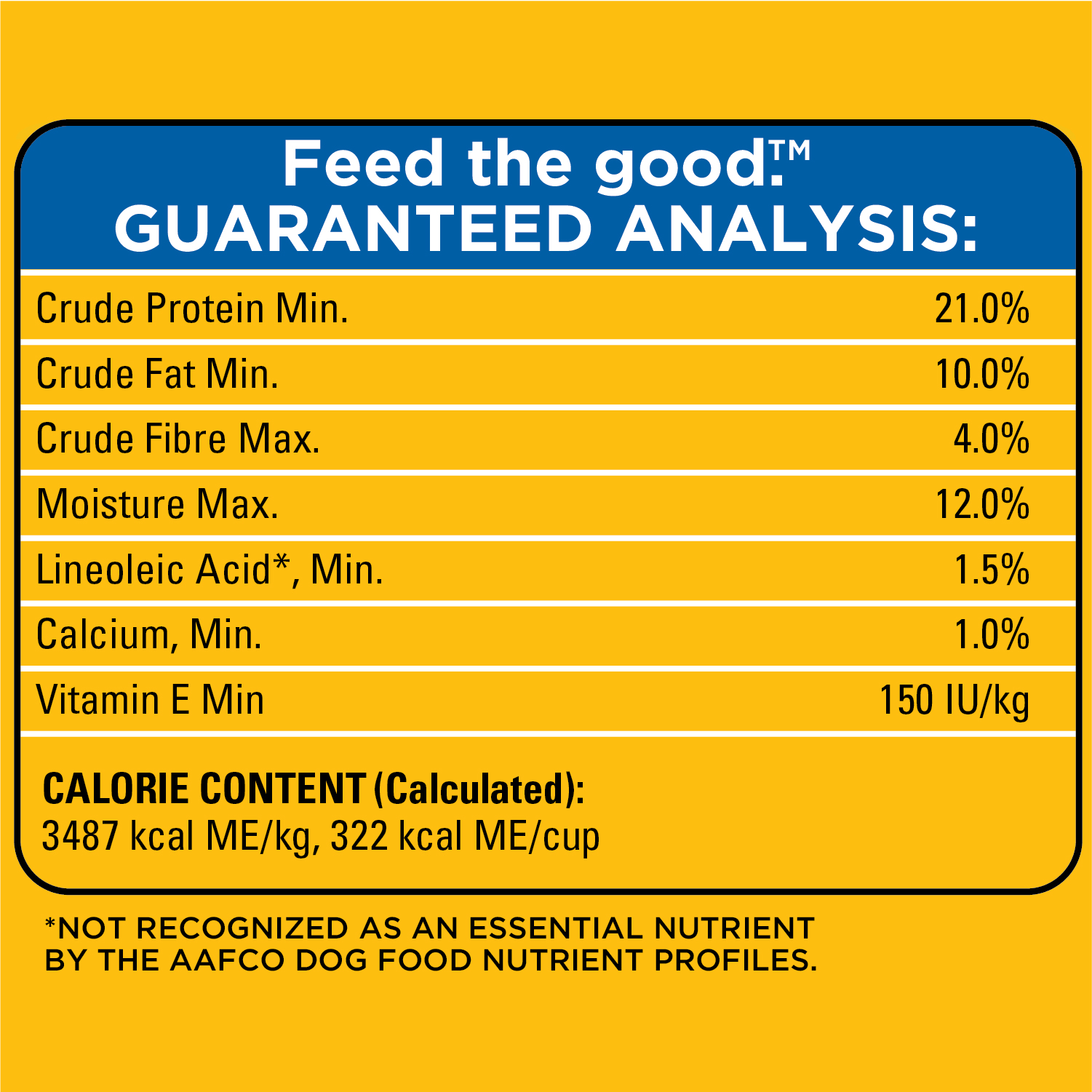 PEDIGREE® VITALITY+ ROASTED CHICKEN & VEGETABLE FLAVOUR DRY DOG FOOD guaranteed analysis image