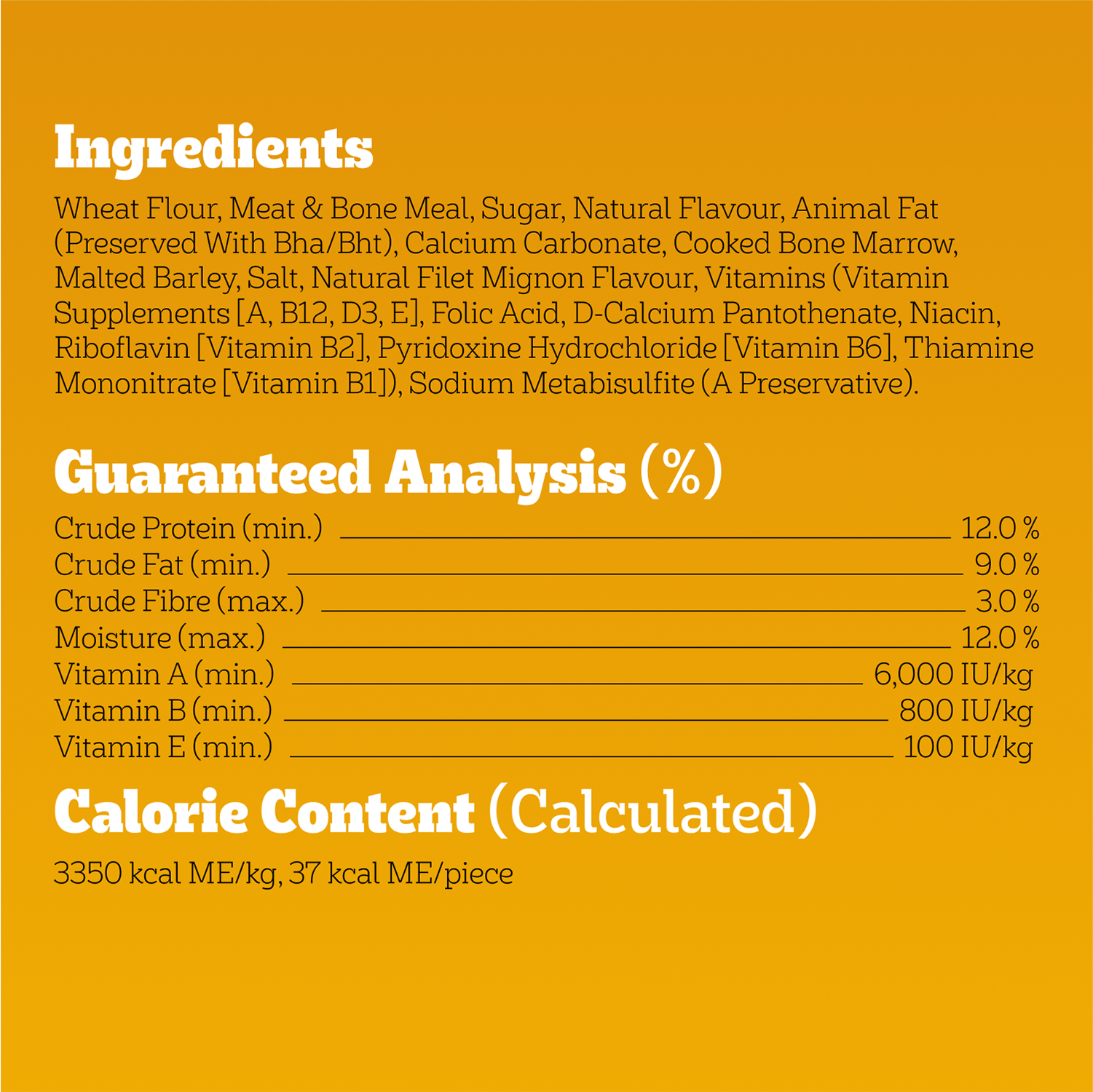 PEDIGREE® MARROBONE® BEEF FLAVOUR DOG TREATS guaranteed analysis image