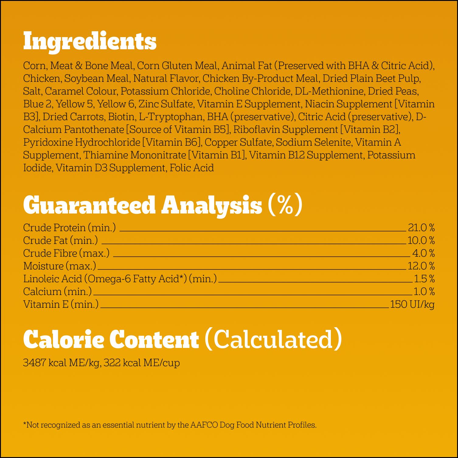 PEDIGREE® VITALITY+ WITH REAL CHICKEN & VEGETABLE FLAVOUR DRY DOG FOOD guaranteed analysis image