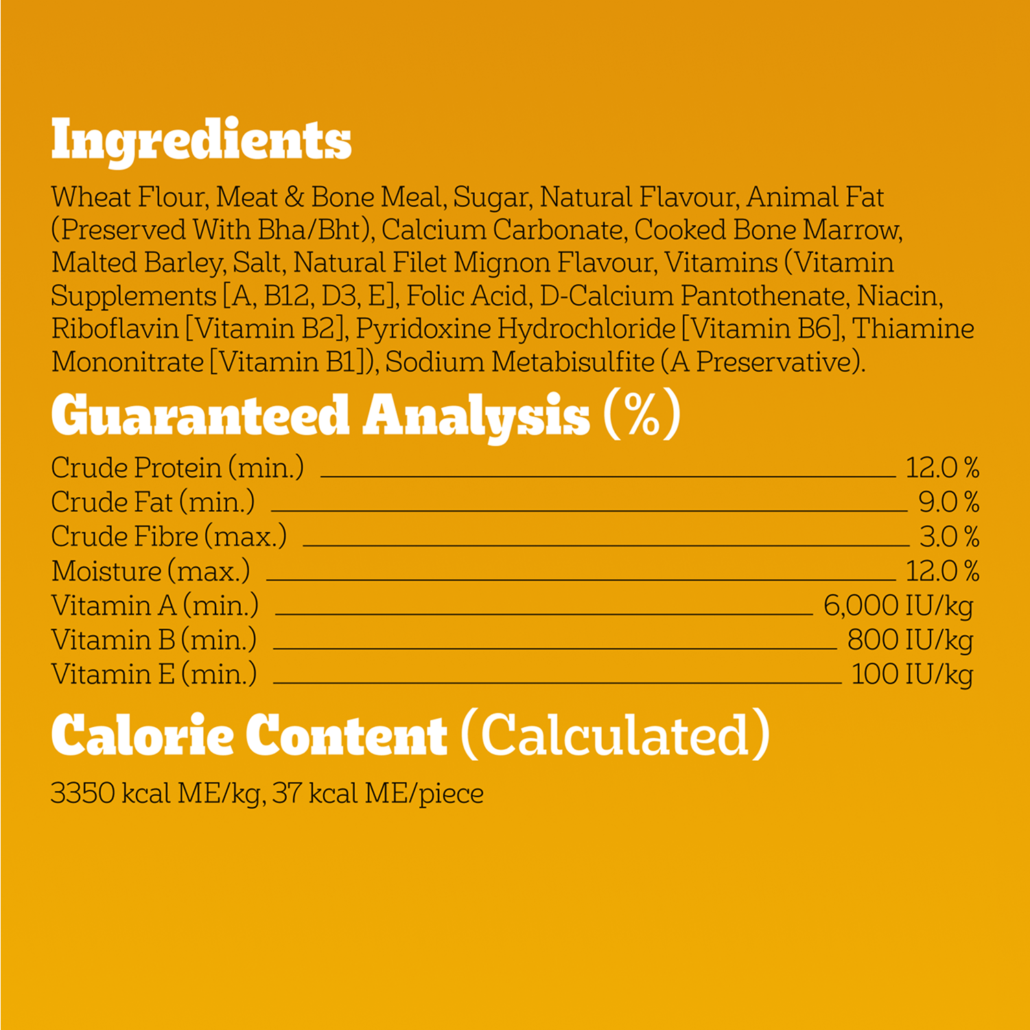 PEDIGREE® MARROBONE® BEEF FLAVOUR DOG TREATS guaranteed analysis image