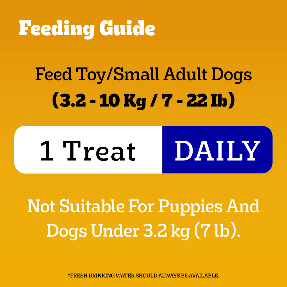 PEDIGREE® DENTASTIX™ Oral Care Dual Flavour Bacon & Chicken Flavours Toy & Small Dog Treats feeding guidelines image