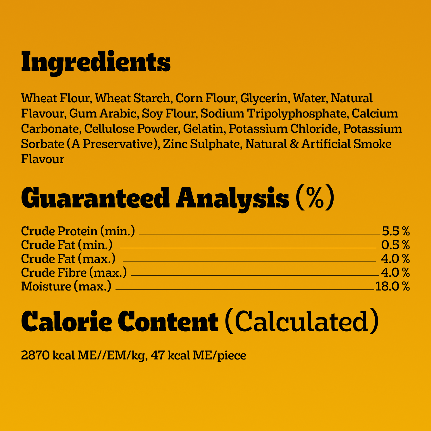 PEDIGREE® DENTASTIX™ ORAL CARE ORIGINAL FLAVOUR SMALL DOG TREATS guaranteed analysis image
