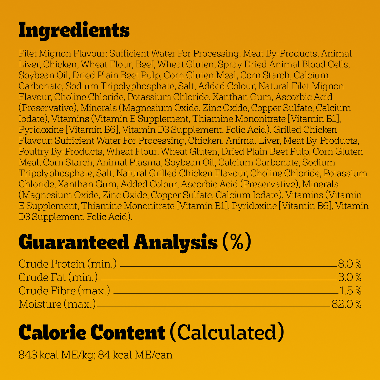 PEDIGREE® Choice Cuts in Gravy Filet Mignon and Grilled Chicken Flavour Variety Pack guaranteed analysis image