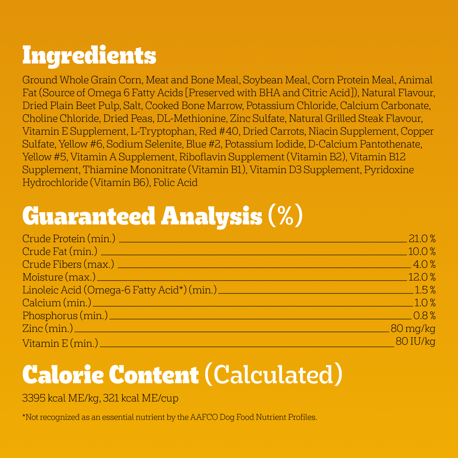 Pedigree® MARROBITES™ Grilled Steak & Vegetable Flavour Adult Dry Dog Food guaranteed analysis image