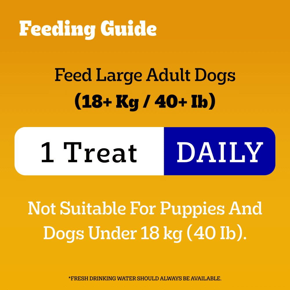 PEDIGREE® DENTASTIX™ Oral Care Dual Flavour Bacon & Chicken Flavours Large Dog Treats feeding guidelines image