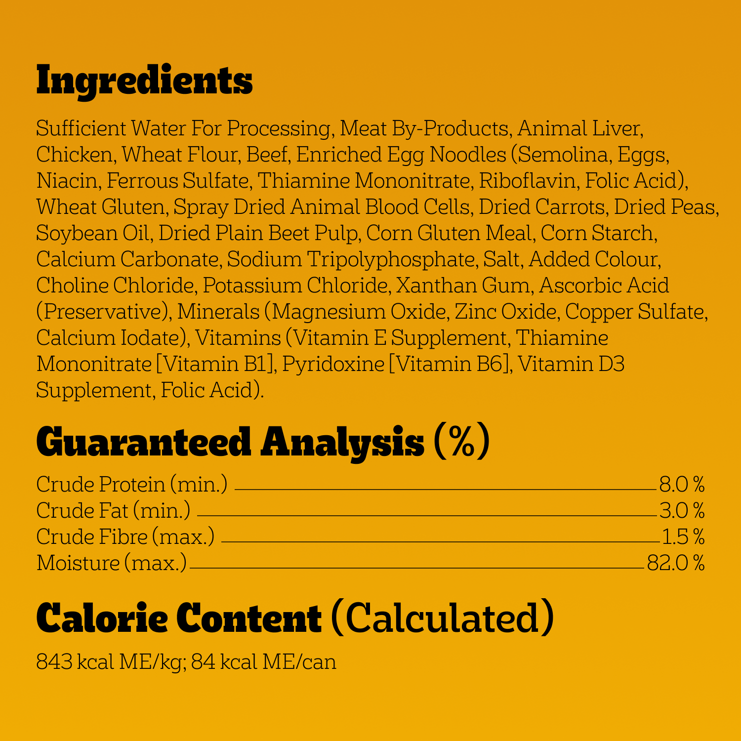 PEDIGREE® Choice Cuts in Gravy Beef, Noodles & Vegetables Flavour guaranteed analysis image
