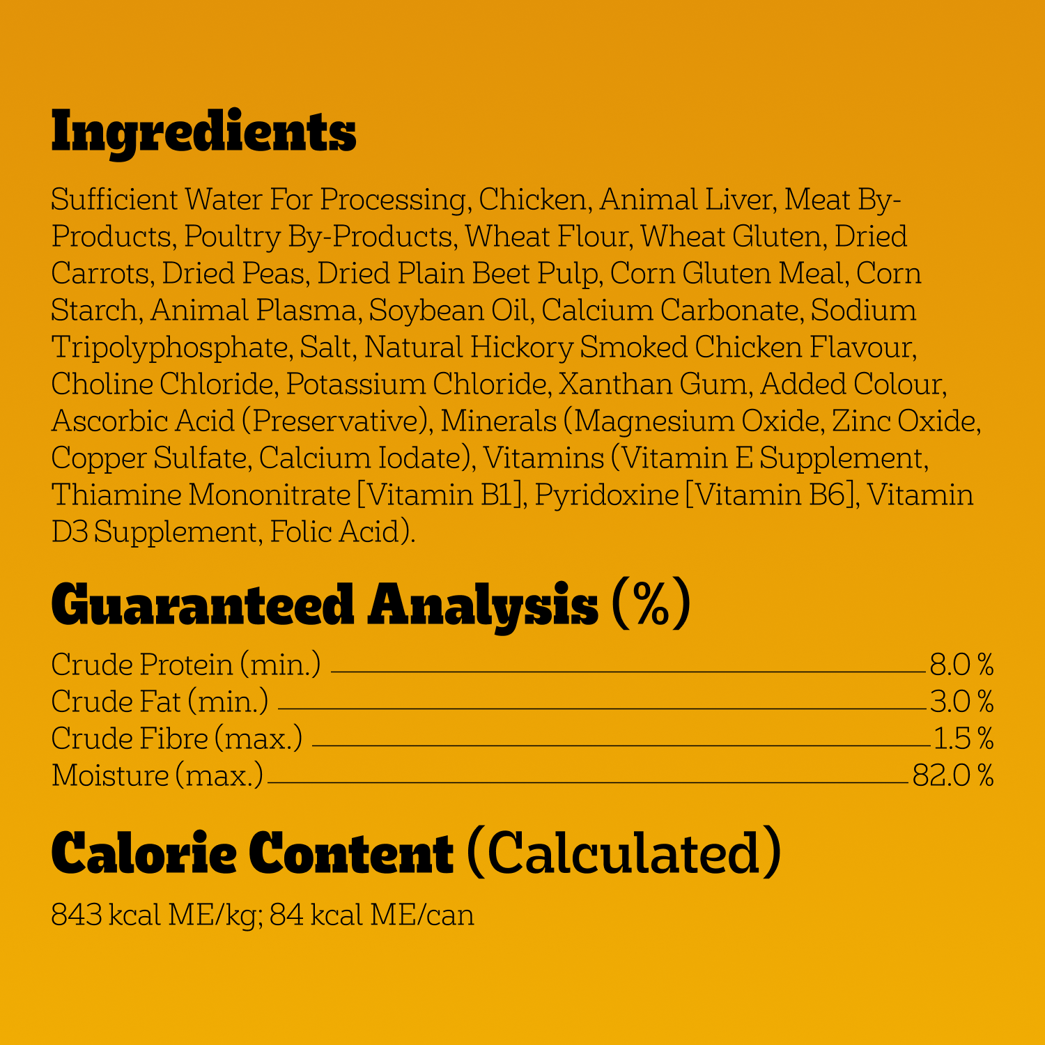 PEDIGREE® Choice Cuts in Gravy Hickory Smoked Chicken Flavour guaranteed analysis image