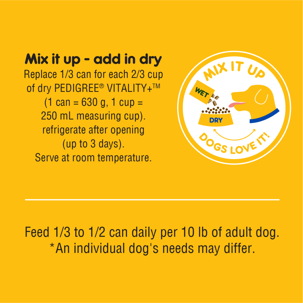 PEDIGREE® CHOICE CUTS WITH REAL CHICKEN ADULT WET DOG FOOD feeding guidelines image